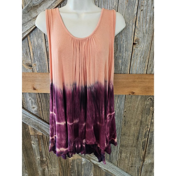 Free People Sebastian tie dye top size S small pink ombre tank summer boho EUC ^ - Picture 2 of 9